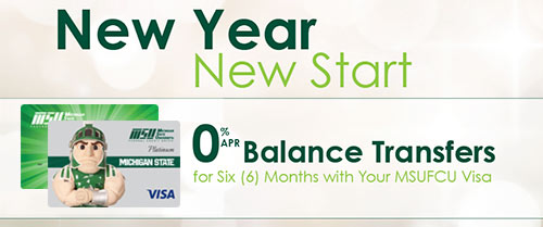 0% APR Balance Transfers with Your MSUFCU Visa
